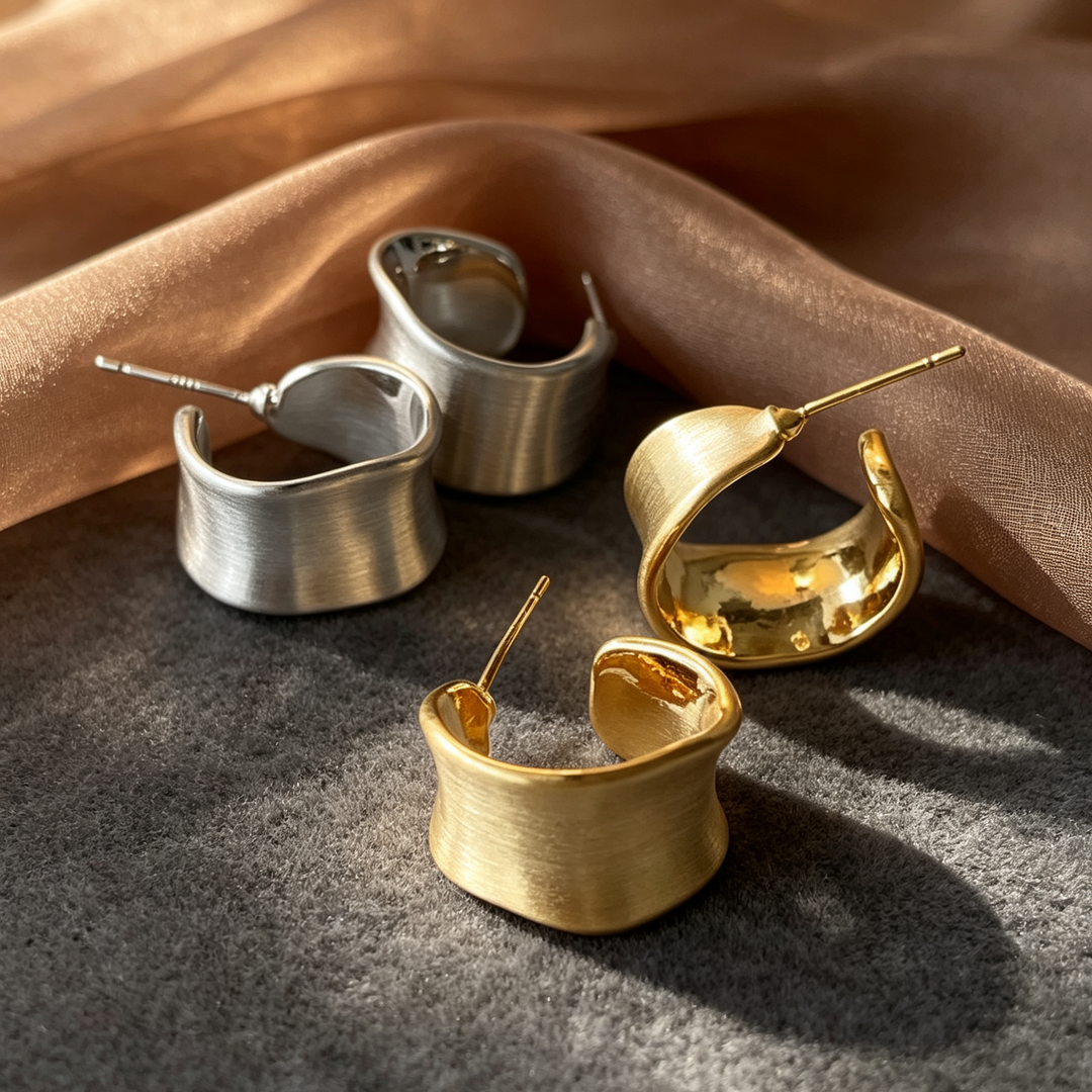 Sculptural Wide C Hoop Earrings Everyday Jewelry