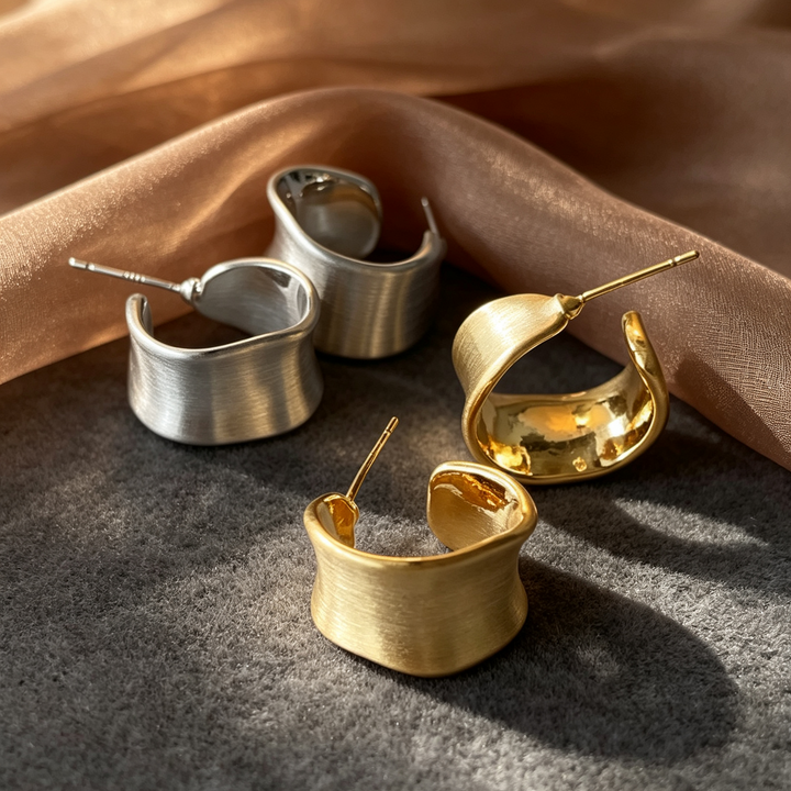 Sculptural Wide C Hoop Earrings Everyday Jewelry