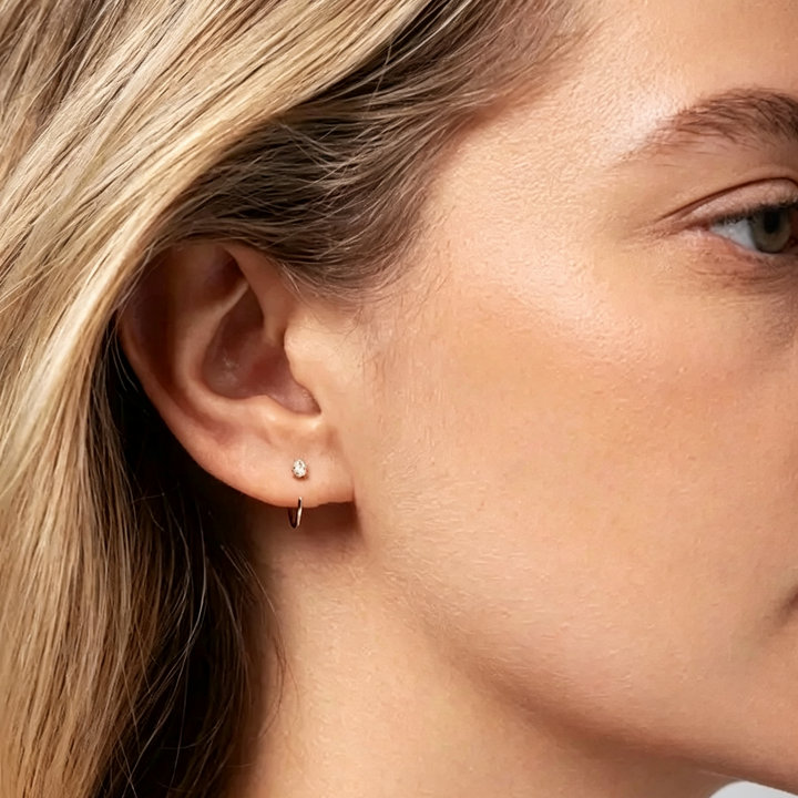 Mini Teardrop C Hoop Studs Everyday Stack