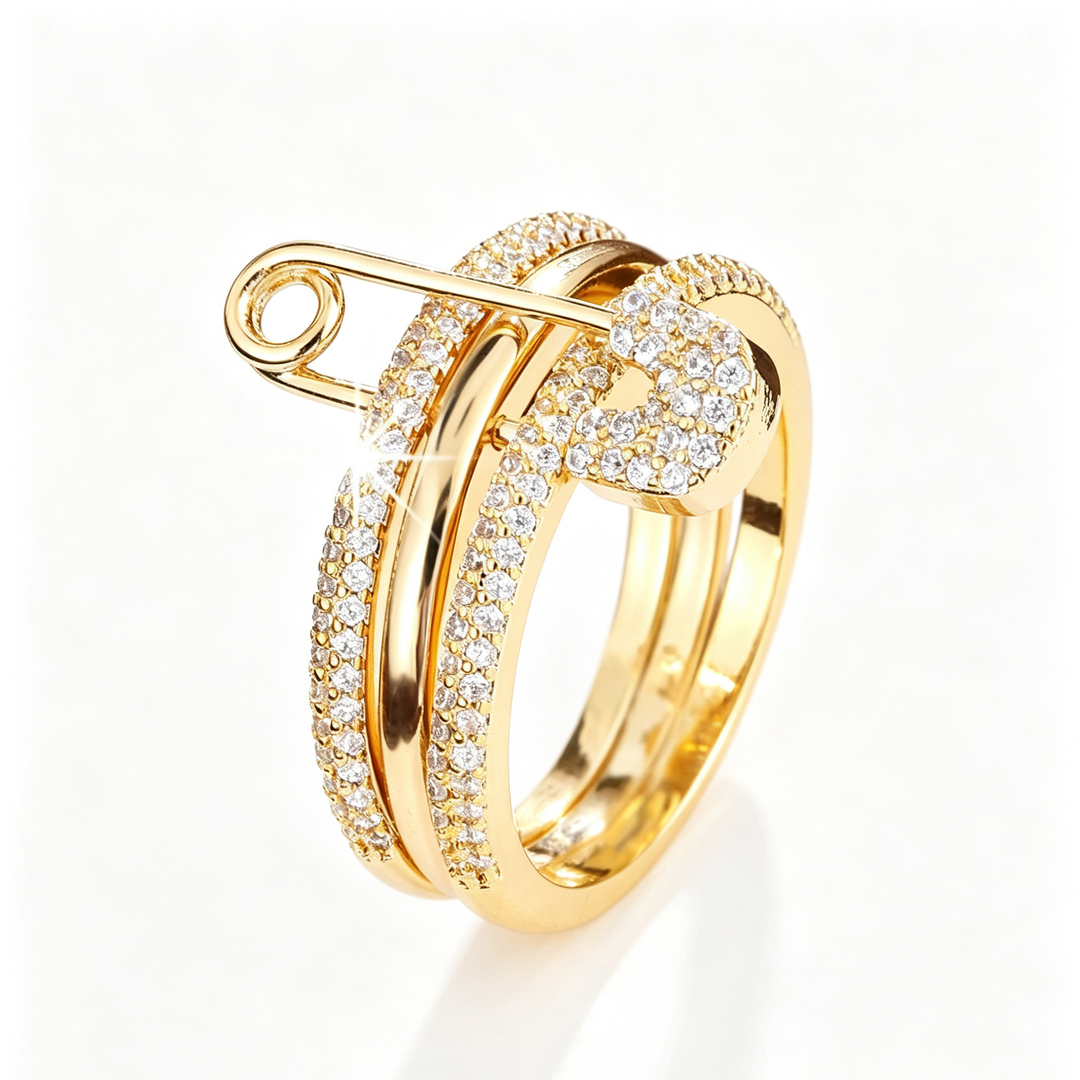 Safety Pin Stackable Layer Ring Set Party Accessory