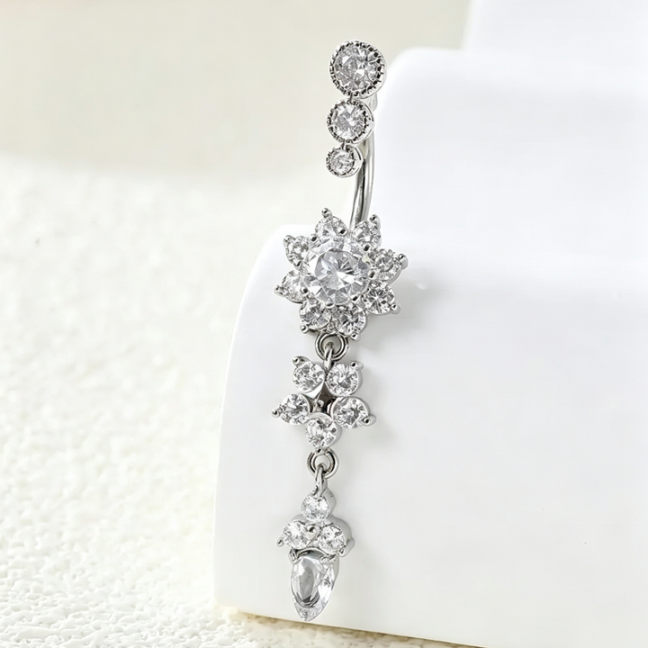 Flower Dangle Belly Ring Daily Body Piercing Jewelry