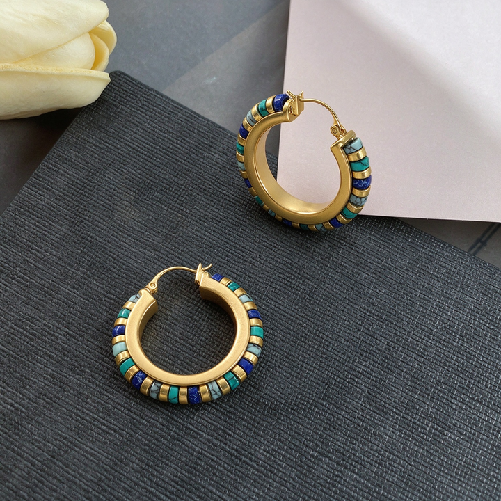 Turquoise Beaded Everyday Hoop Earrings