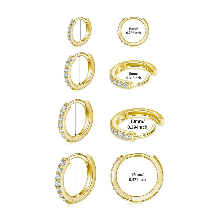 Paved Zircon Huggie Hoop Earring Set for Women