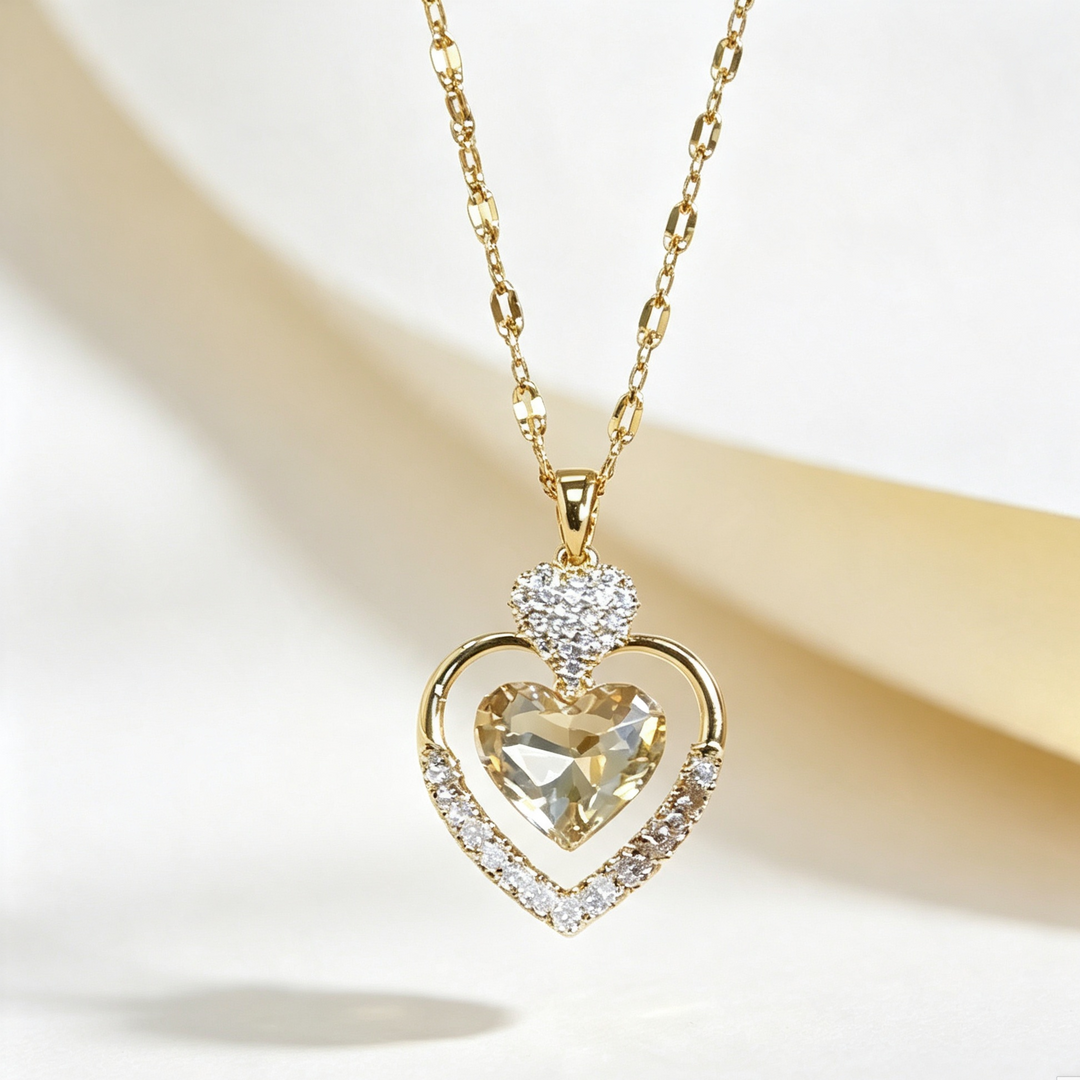 Champagne Heart Cubic Zirconia Necklace