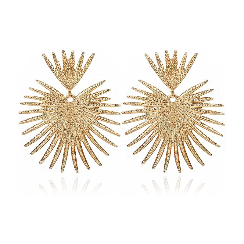 Large Leopard Starburst Earrings Party Wear