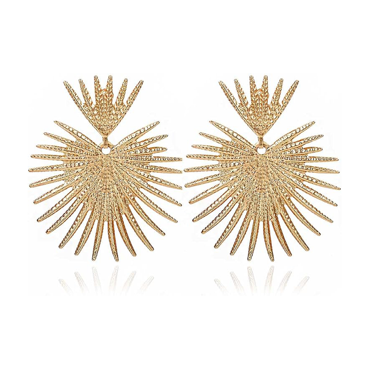 Large Leopard Starburst Earrings Party Wear