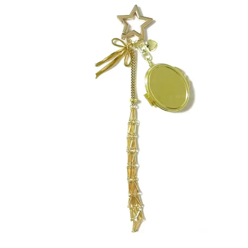 Star Heart Lipstick Holder Bag Charm Compact Mirror Purse Accessory