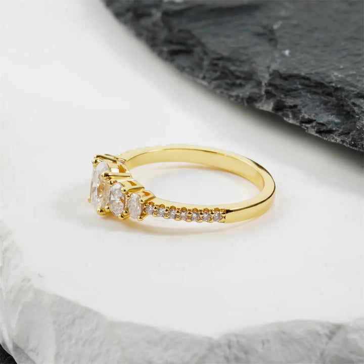 Oval 5 Stone Cubic Zirconia Ring