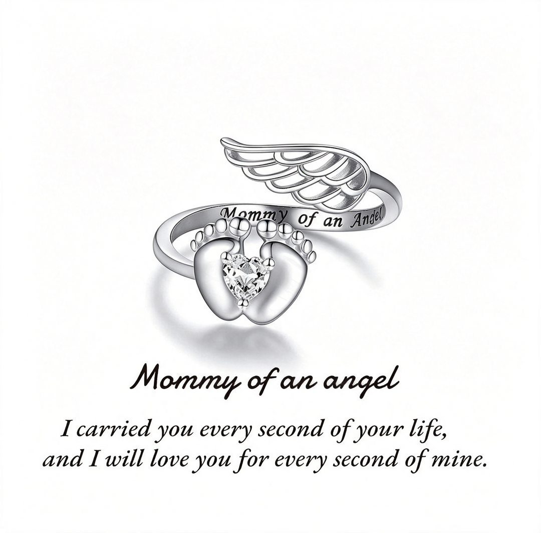 Heart Baby Footprint Mom Ring