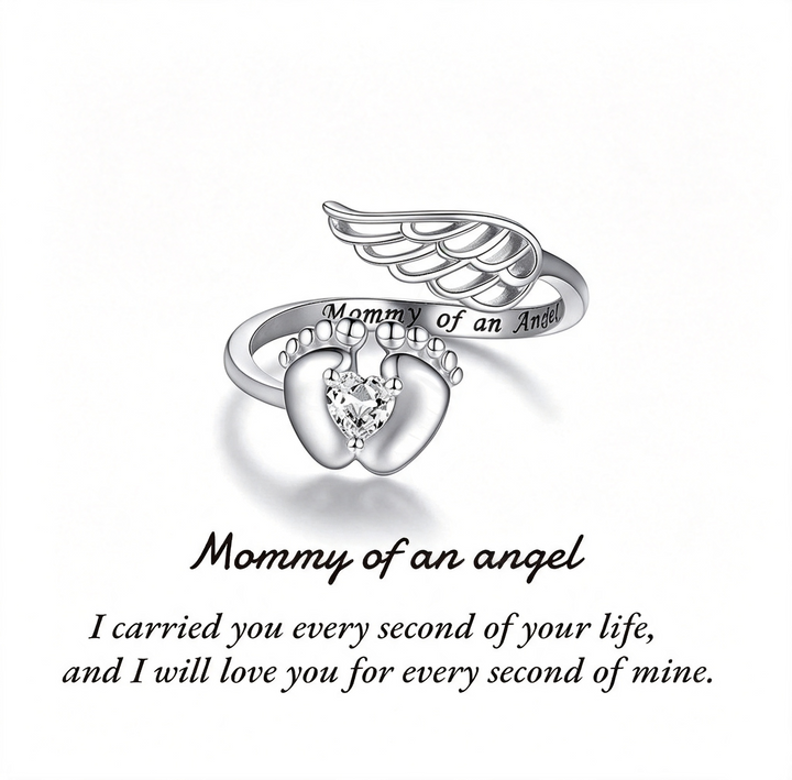 Heart Baby Footprint Mom Ring