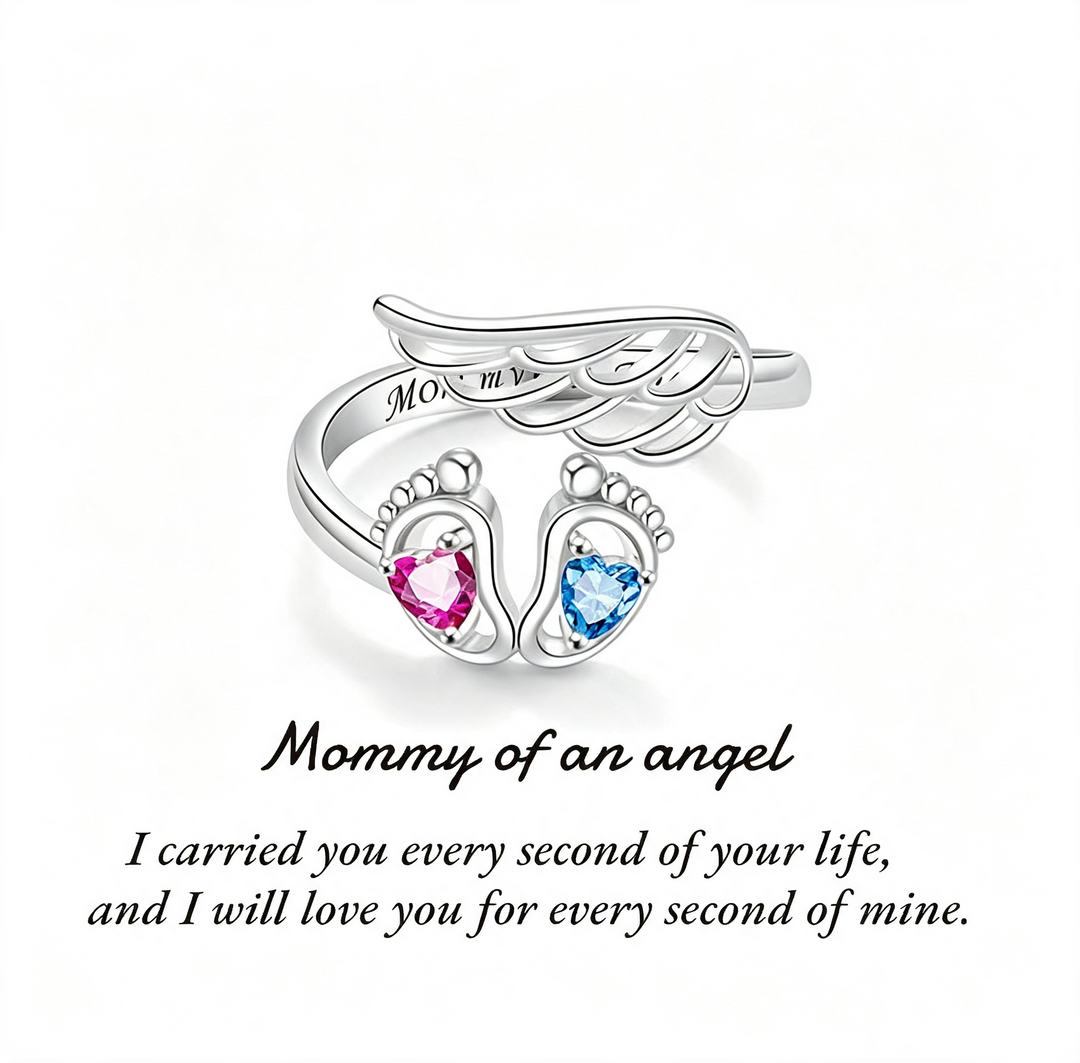 Heart Baby Footprint Mom Ring