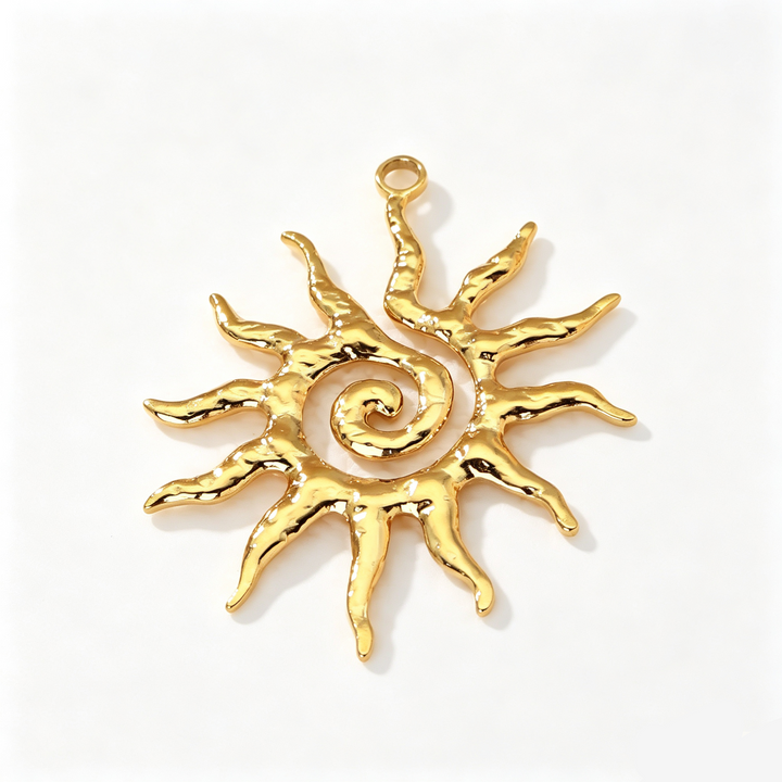 Spiral Sun Pendant Snake Chain Stacked Necklace