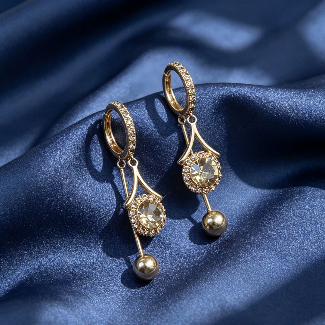 Champagne Zircon Drop Hoop Earrings for Women
