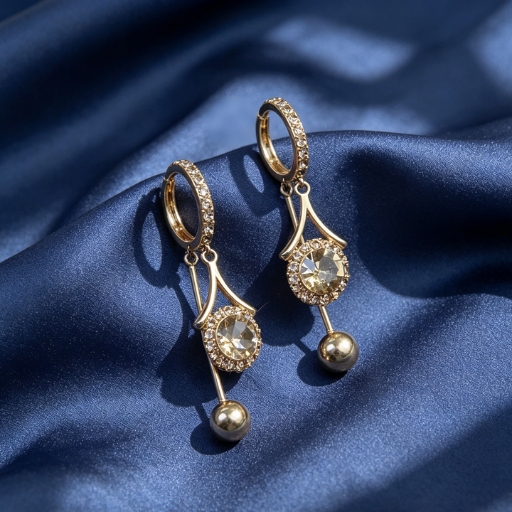 Champagne Zircon Drop Hoop Earrings for Women