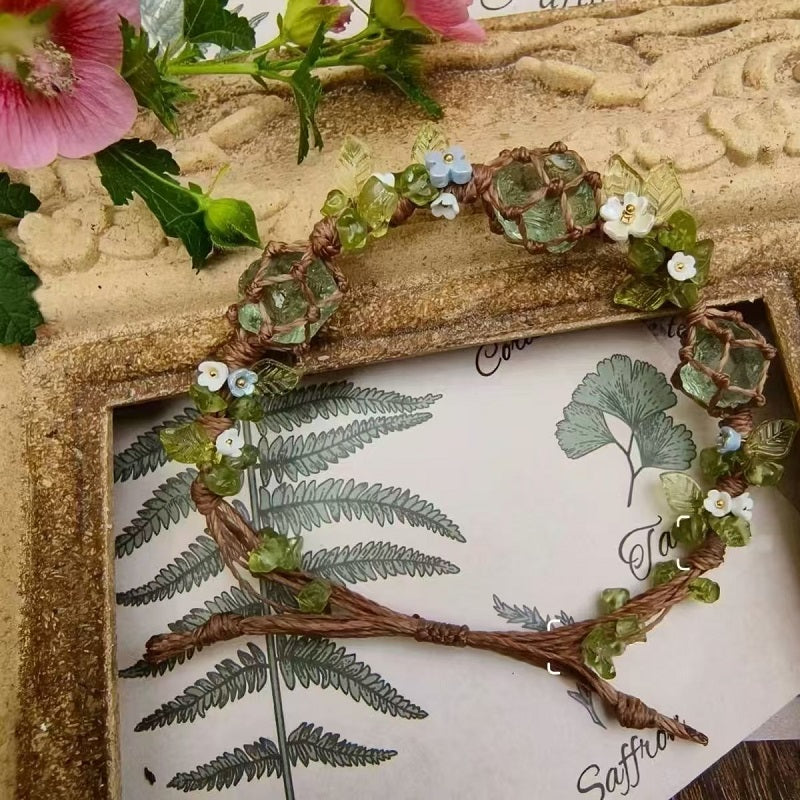 Handwoven Floral Crystal Bracelet