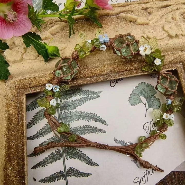Handwoven Floral Crystal Bracelet