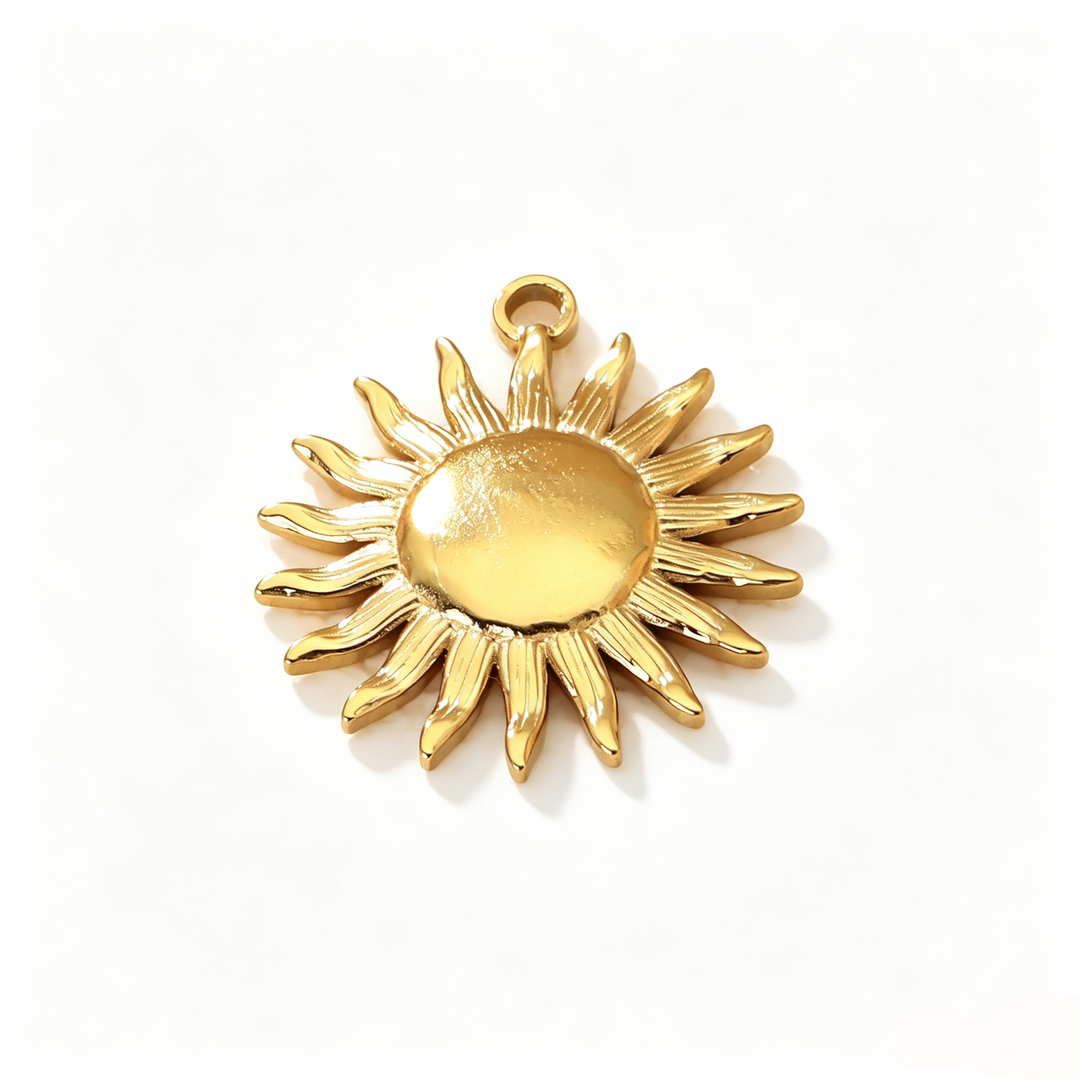 Spiral Sun Pendant Snake Chain Stacked Necklace