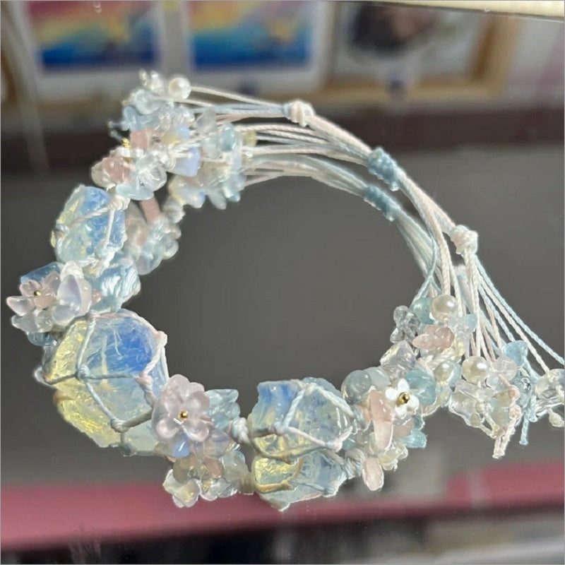 Handwoven Floral Crystal Bracelet