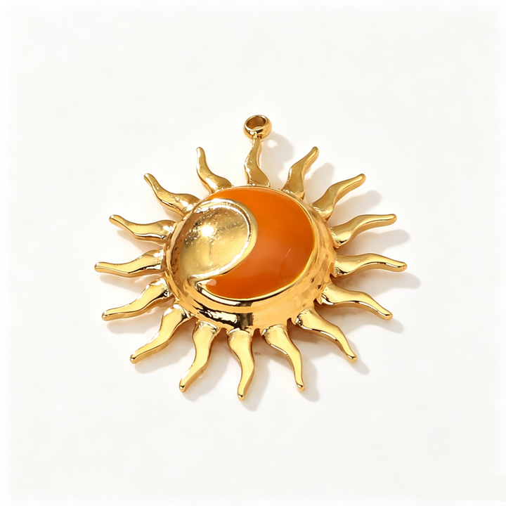Spiral Sun Pendant Snake Chain Stacked Necklace