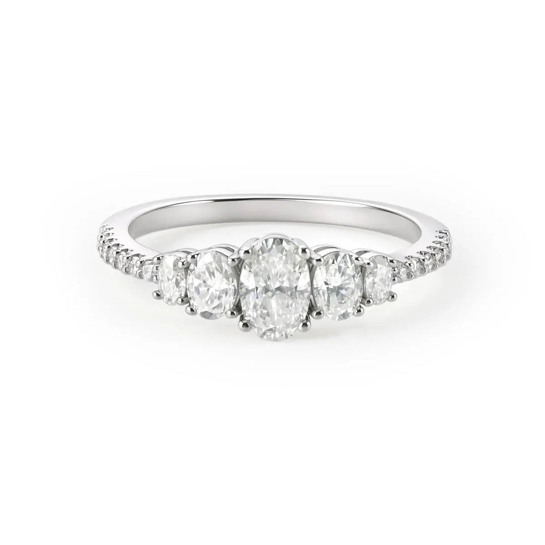 Oval 5 Stone Cubic Zirconia Ring