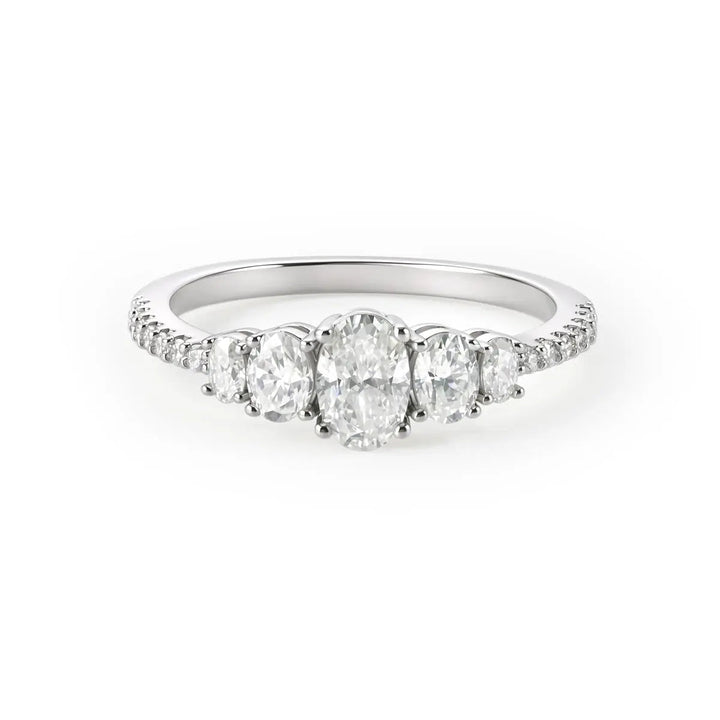 Oval 5 Stone Cubic Zirconia Ring