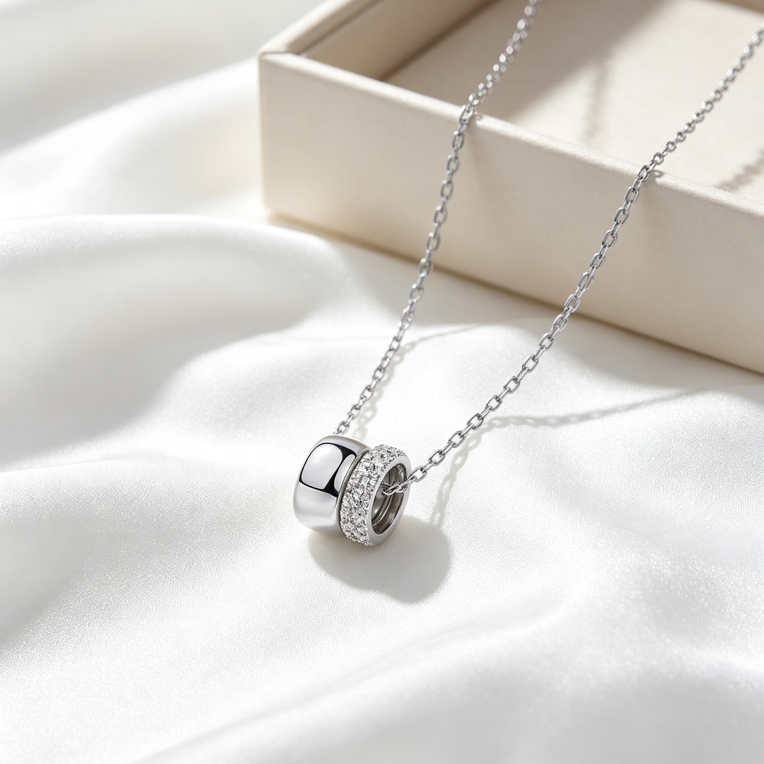 Double Circle Pendant Necklace Everyday Wear
