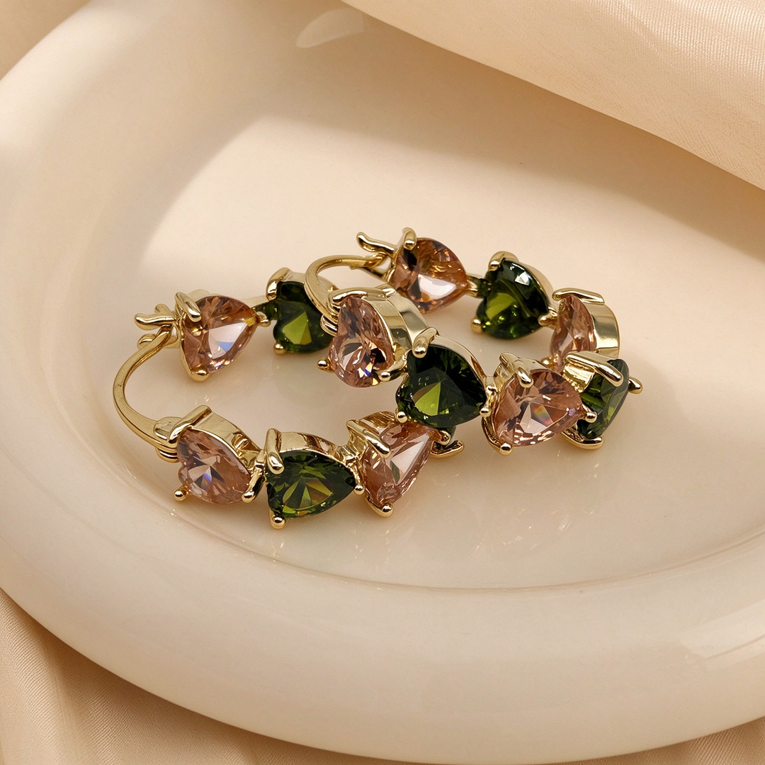 Color Heart Zircon Circle Ear Jewelry