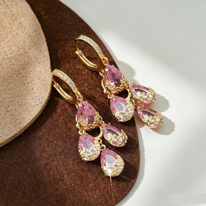 Teardrop Cluster Huggie Drop Earrings Formal Daily Wear Jewelry