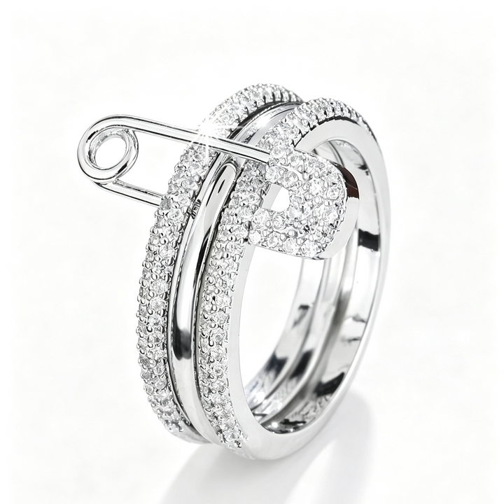 Safety Pin Stackable Layer Ring Set Party Accessory