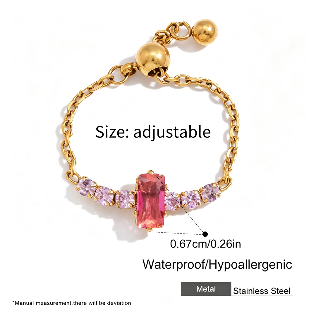 Adjustable Zircon Chain Stack Ring Daily Wear Jewelry