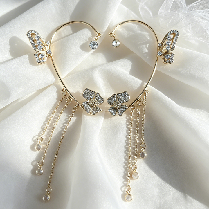 Butterfly Zircon Tassel Ear Cuff No Piercing Ear Wrap