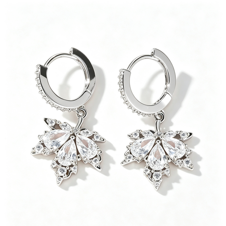 Maple Zircon Huggie Drop Earrings Fall Daily Wear