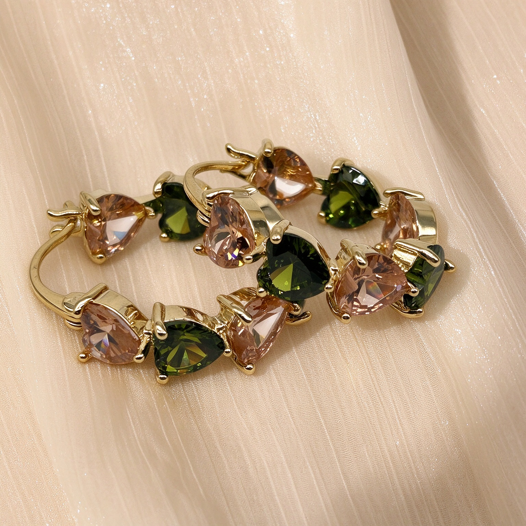 Color Heart Zircon Circle Ear Jewelry
