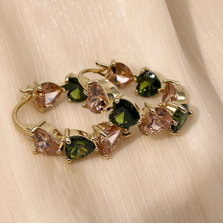Color Heart Zircon Circle Ear Jewelry