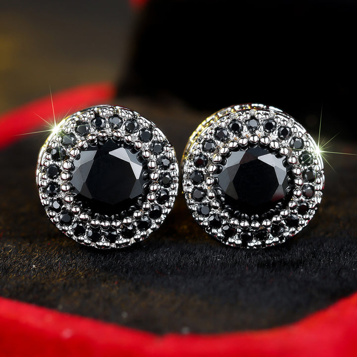 Halo Round Cut Zircon Stud Earrings
