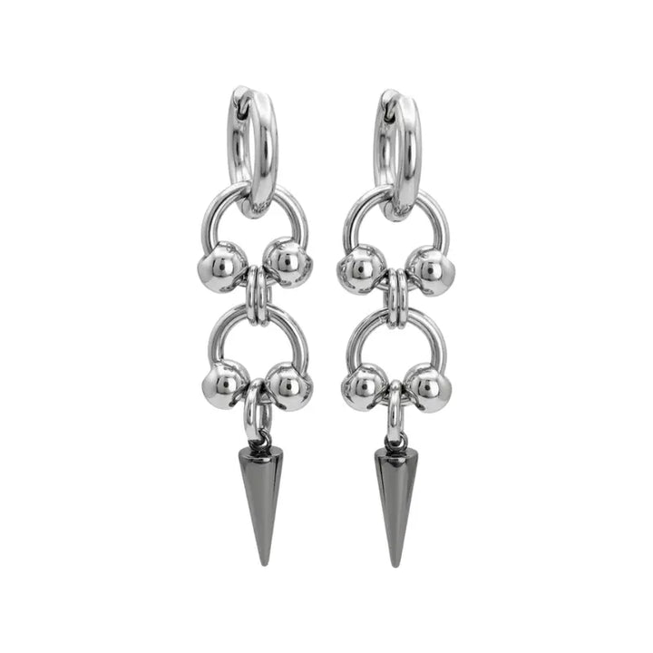 Spike Chain Drop Hoop Earrings