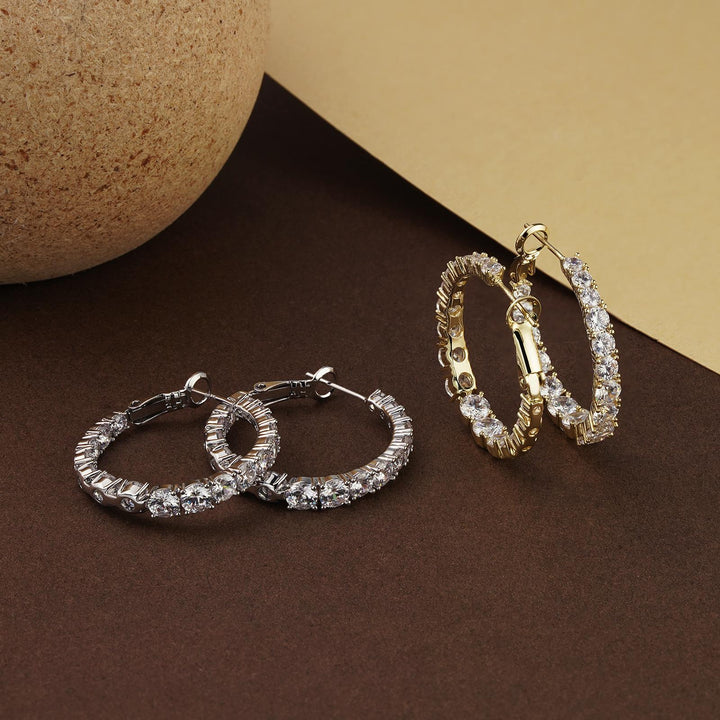 Sparkly Cubic Zirconia Hoop Earrings