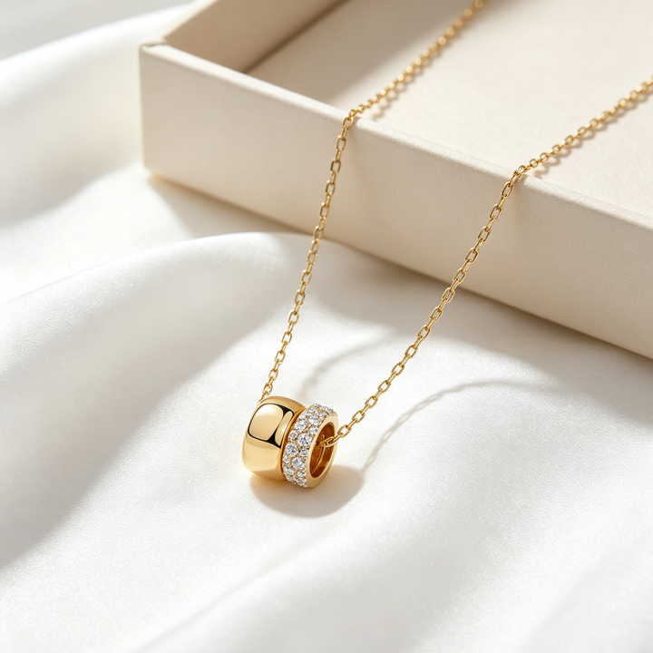 Double Circle Pendant Necklace Everyday Wear
