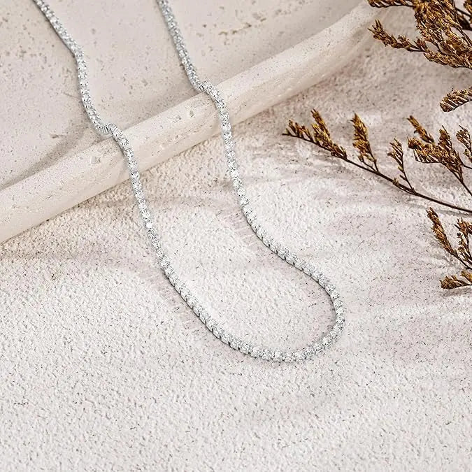 Elegant Tiny CZ Tennis Choker Necklace