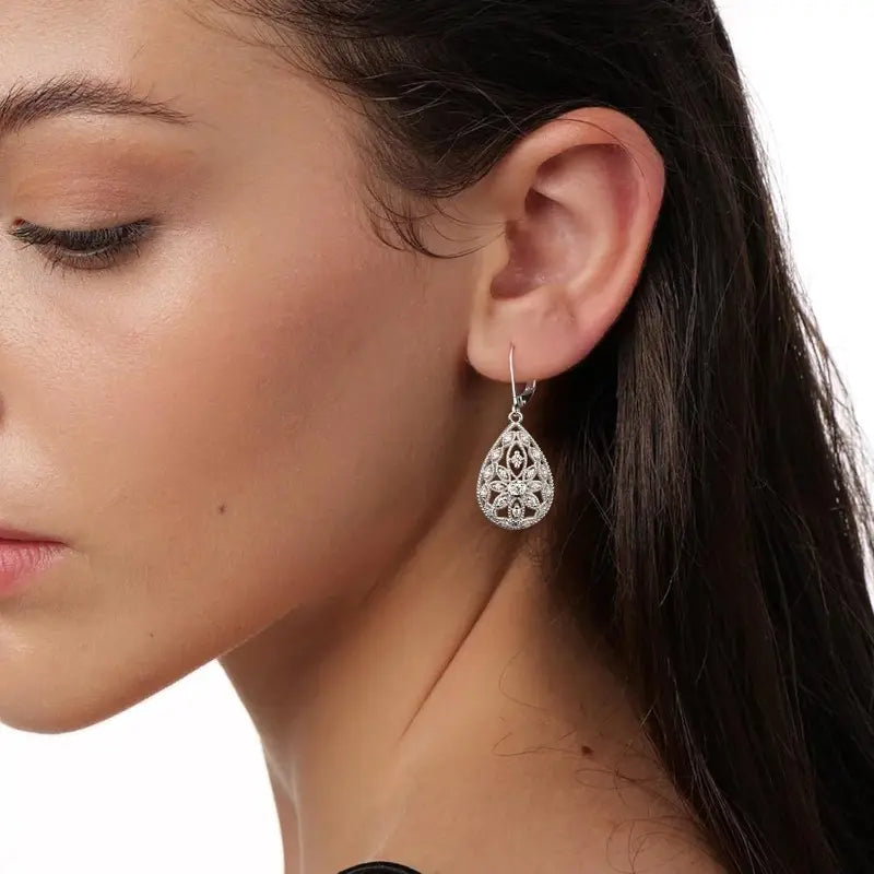 Teardrop Filigree Earrings Everyday Glow