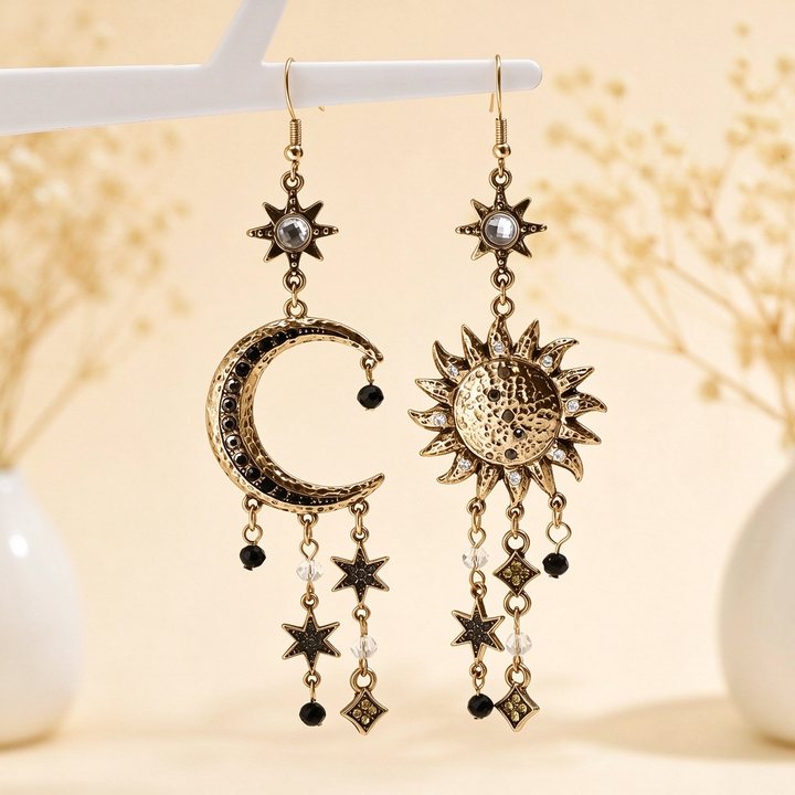 Sun and Moon Celestial Dangle Earrings
