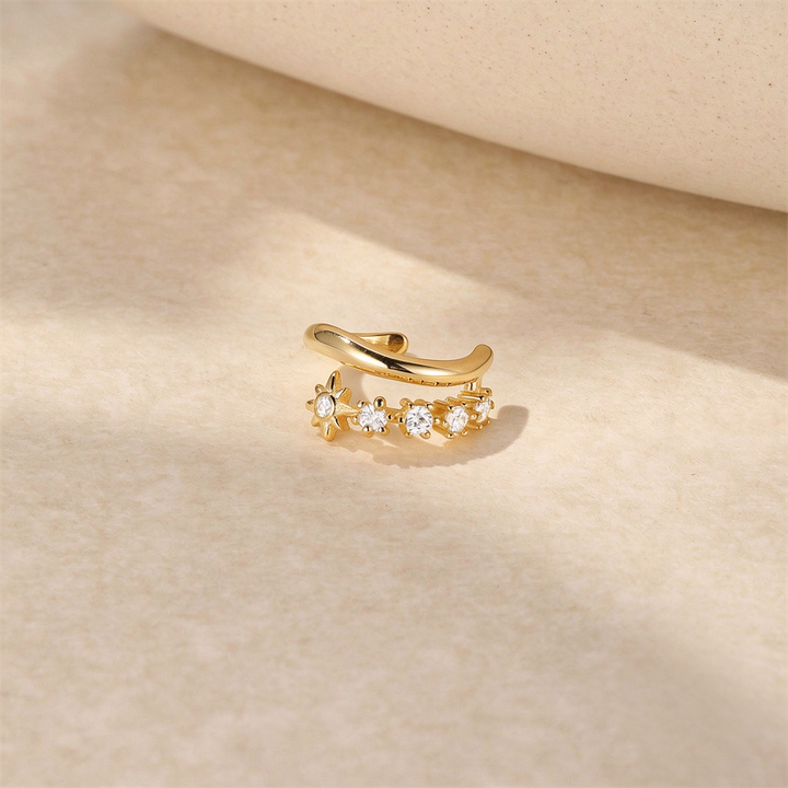 Celestial Star Ear Cuff with CZ Accents