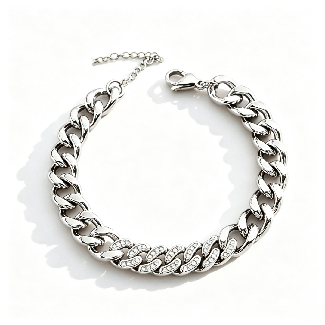 Sparkly Cubic Zirconia Cuban Ankle Chain