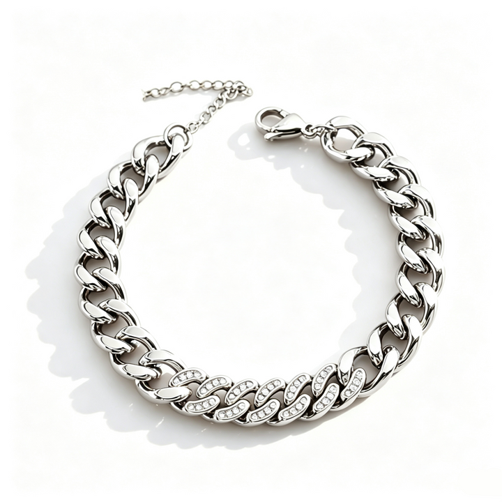 Sparkly Cubic Zirconia Cuban Ankle Chain