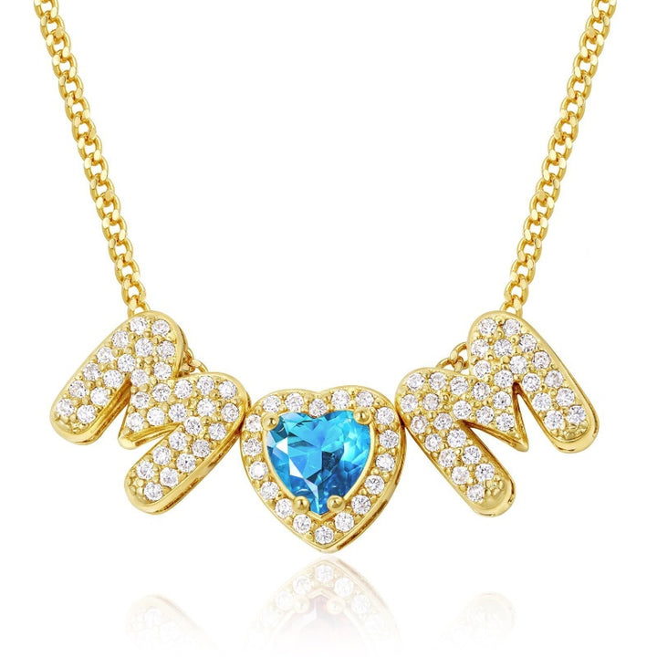 Birthstone MOM Heart Necklace