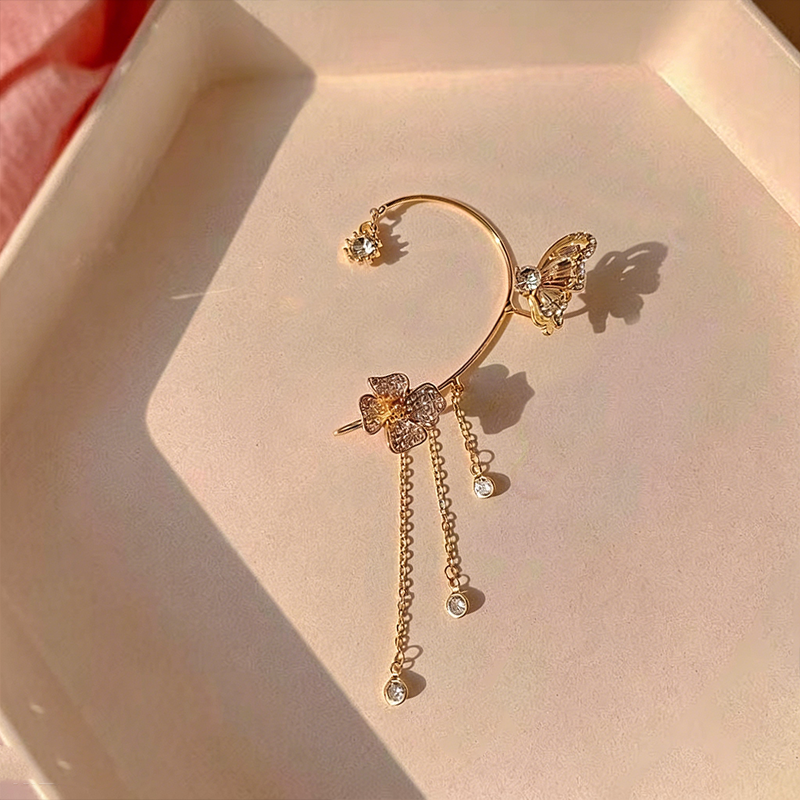 Butterfly Zircon Tassel Ear Cuff No Piercing Ear Wrap