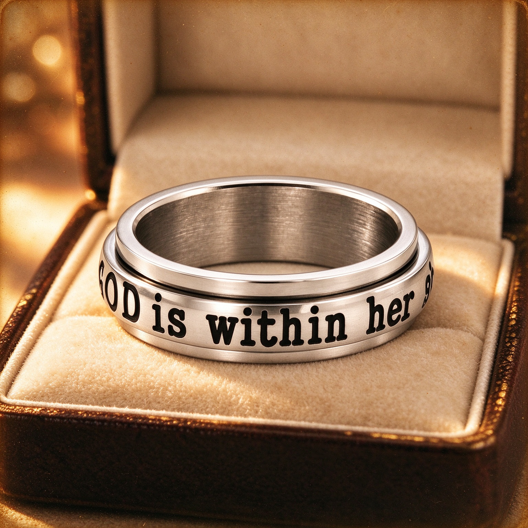 Scripture Engraved Cross Spinner Fidget Ring
