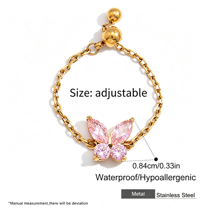 Adjustable Zircon Chain Stack Ring Daily Wear Jewelry