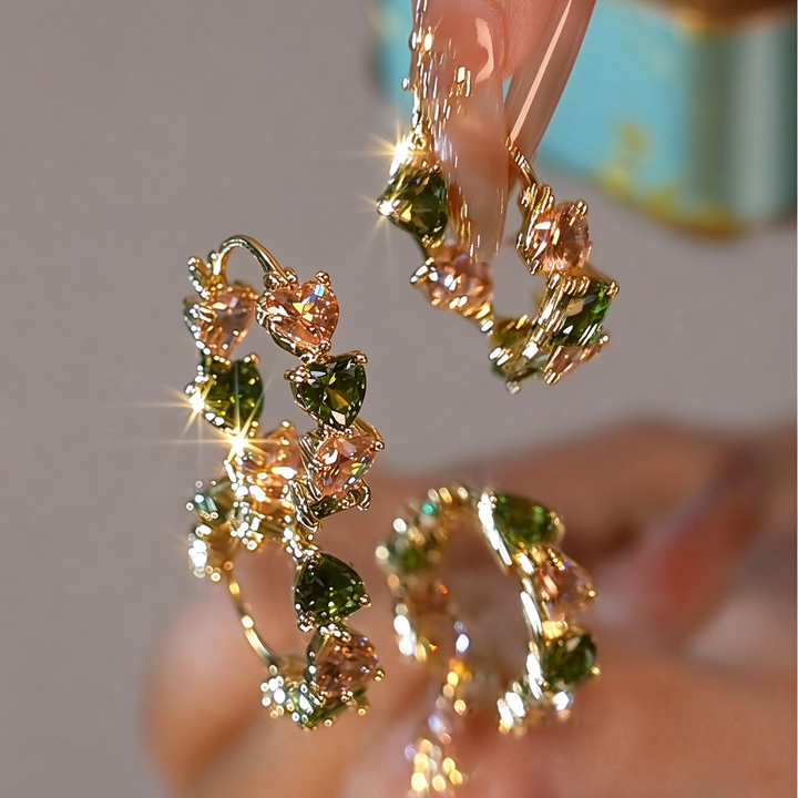 Color Heart Zircon Circle Ear Jewelry