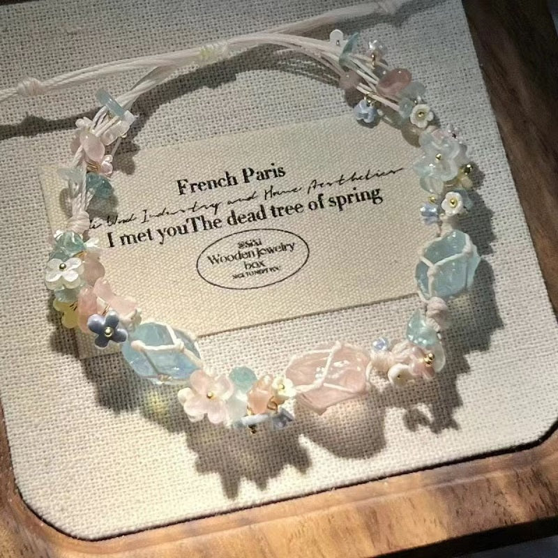 Handwoven Floral Crystal Bracelet